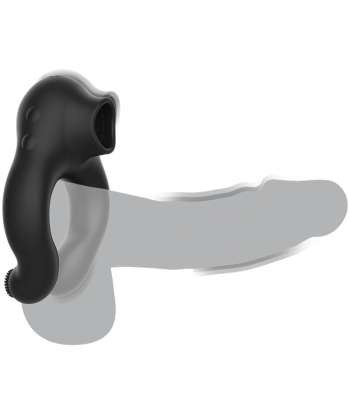 BLACKandSILVER - ANILLO VIBRADOR SILICONA 3 MOTORES RECARGABLE NEGRO