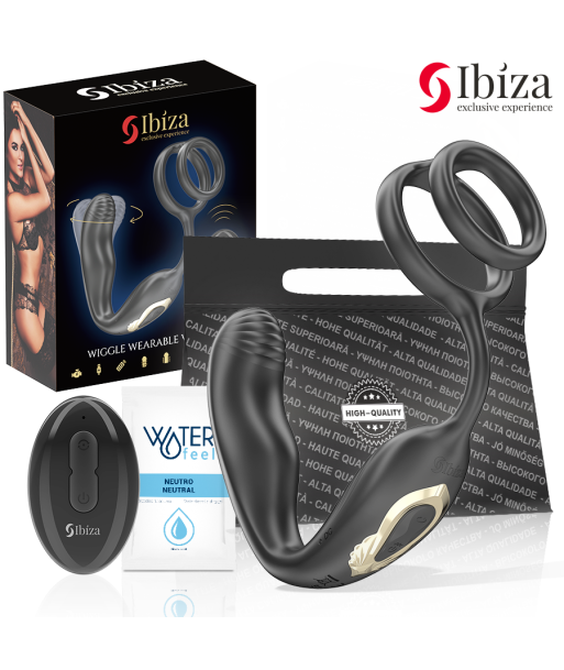 IBIZA - WIGGLE PLUG ANAL ROTADOR CONTROL REMOTO CON VIBRO-PERINEO Y ANILLAS POTENCIADORAS DE PENE