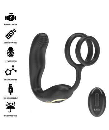IBIZA - WIGGLE PLUG ANAL ROTADOR CONTROL REMOTO CON VIBRO-PERINEO Y ANILLAS POTENCIADORAS DE PENE