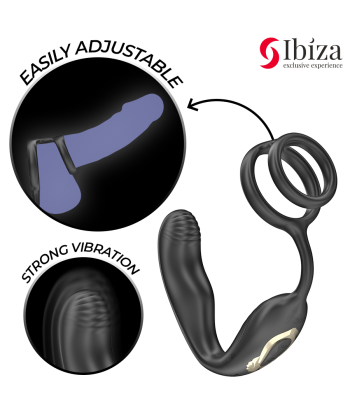 IBIZA - WIGGLE PLUG ANAL ROTADOR CONTROL REMOTO CON VIBRO-PERINEO Y ANILLAS POTENCIADORAS DE PENE