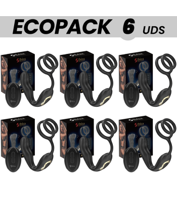 ECOPACKS 6 UDS - IBIZA WIGGLE PLUG ANAL ROTADOR CONTROL REMOTO CON VIBRO-PERINEO Y ANILLAS POTENCIADORAS DE PENE