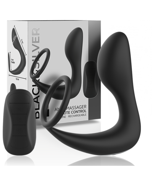 BLACKandSILVER - MASAJEADOR ANAL CONTROL REMOTO SILICONA RECARGABLE NEGRO