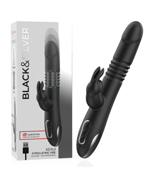 BLACKandSILVER - KENJI VIBRADOR RABBIT UP and DOWN COMPATIBLE CON WATCHME