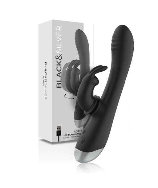 BLACKandSILVER - DJ. ADAM ESTIMULADOR RABBIT SILICONA RECARGABLE NEGRO