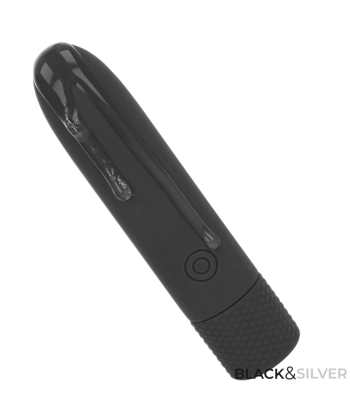 BLACK and SILVER - GERI BALA VIBRADORA RECARGABLE POR USB 8 VIBRACIONES NEGRO 10 X 2.2 CM