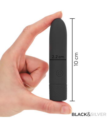 BLACK and SILVER - GERI BALA VIBRADORA RECARGABLE POR USB 8 VIBRACIONES NEGRO 10 X 2.2 CM