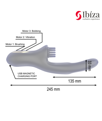 IBIZA - VIBRADOR HI-TECH RABITT BRUSHING MULTI CELDAS CLITORIALES Y DOBLE WAVE
