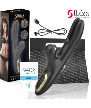 IBIZA - VIBRADOR HI-TECH RABITT POR ONDAS CLITORIALES Y DOBLE PINCHING NEGRO