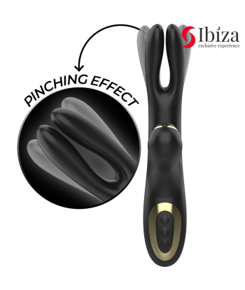 IBIZA - VIBRADOR HI-TECH RABITT POR ONDAS CLITORIALES Y DOBLE PINCHING NEGRO