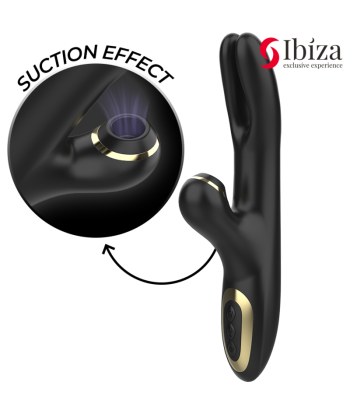 IBIZA - VIBRADOR HI-TECH RABITT POR ONDAS CLITORIALES Y DOBLE PINCHING NEGRO