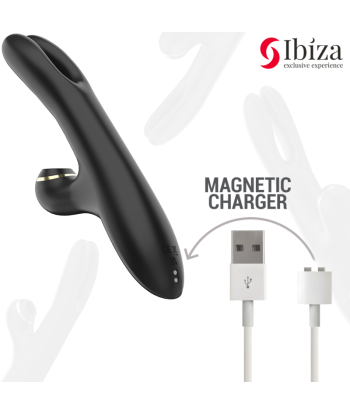 IBIZA - VIBRADOR HI-TECH RABITT POR ONDAS CLITORIALES Y DOBLE PINCHING NEGRO
