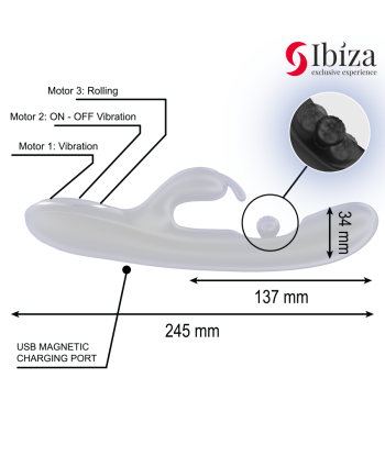 IBIZA - POTENTE VIBRADOR RABBIT CON PERLA ROLLING MASAJEADORA