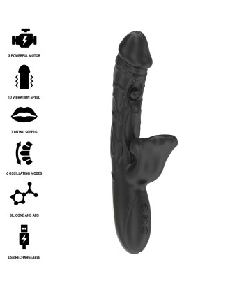 IBIZA - VIBRADOR Y ESTIMULADOR DE CLÍTORIS CON EFECTO MORDEDOR Y ROTACIÓN