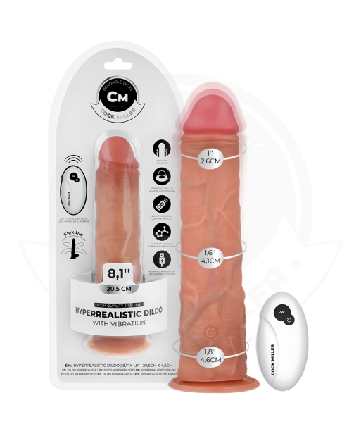 COCK MILLER - DILDO HIPERREALÍSTICO VIBRACIÓN CON CONTROL REMOTO 20,5 CM