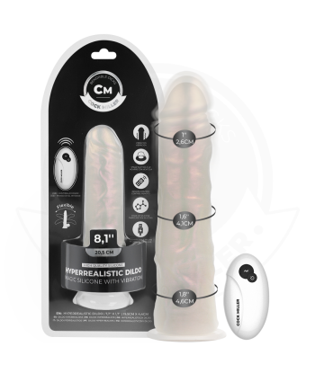 COCK MILLER - DILDO SILICONA 20,5 CM , LUCES Y VIBRACIÓN CON CONTROL REMOTO