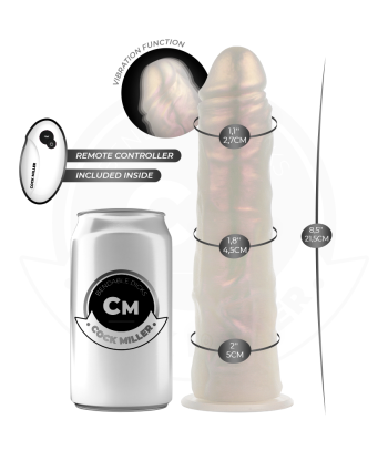 COCK MILLER - DILDO SILICONA 21,5 CM , LUCES Y VIBRACIÓN CON CONTROL REMOTO