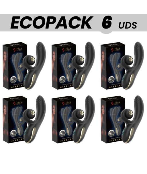ECOPACKS 6 UDS - IBIZA VIBRADOR TWISTER CON ESTIMULADOR CURVE Y VIBRO-ROTACIÓN
