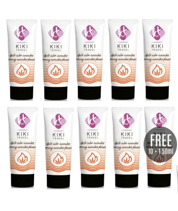 KIKÍ TRAVEL - GEL DESLIZANTE SABOR A CANNABIS EFECTO CALOR INTENSO 50ML 10 1 GRATIS