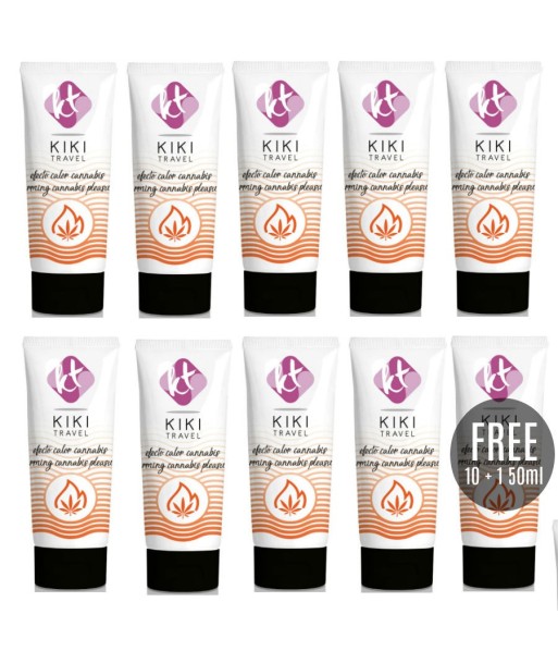 KIKÍ TRAVEL - GEL DESLIZANTE SABOR A CANNABIS EFECTO CALOR INTENSO 50ML 10 1 GRATIS