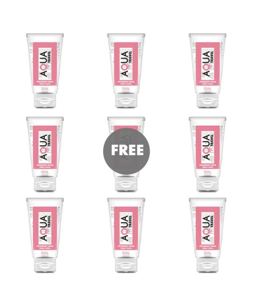 AQUA TRAVEL - LUBRICANTE BASE AGUA SABOR FRESA Y NATA - 50 ML 81 GRATIS