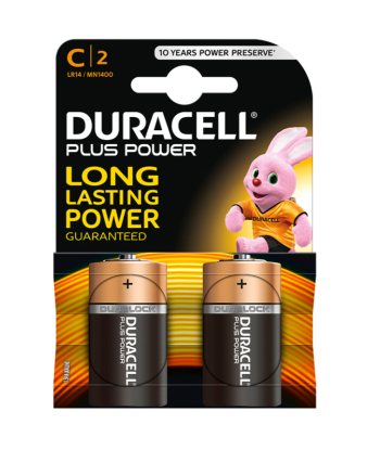 DURACELL - PLUS POWER PILA ALCALINA C LR14 BLISTER 2 UNIDADES