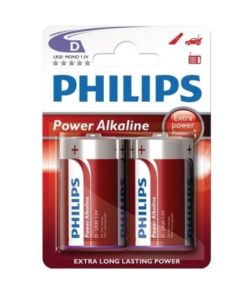 PHILIPS - POWER ALKALINE PILA D LR20 BLISTER2