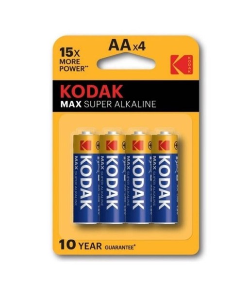KODAK - MAX SUPER PILA ALCALINA AA LR6 BLISTER4 KODAK - MAX SUPER PILA ALCALINA AA LR6 BLISTER4