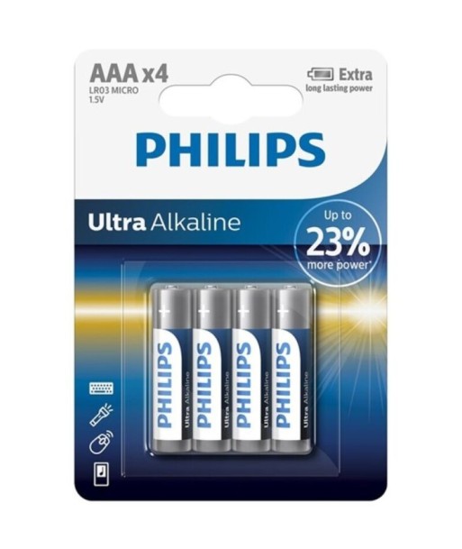 PHILIPS - ULTRA ALKALINE PILA AAA LR03 BLISTER4 PHILIPS - ULTRA ALKALINE PILA AAA LR03 BLISTER4