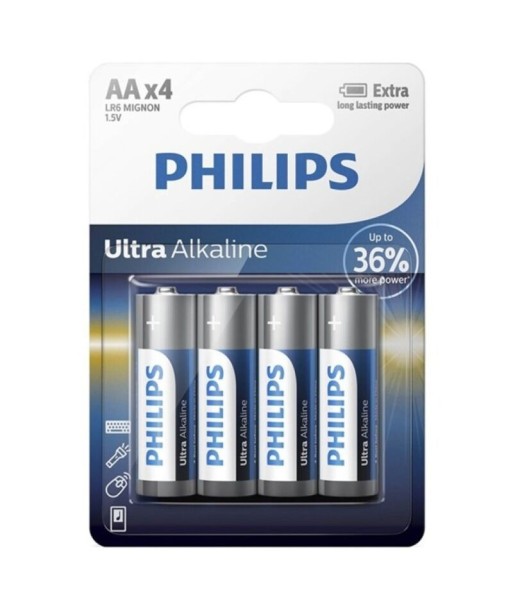 PHILIPS - ULTRA ALKALINE PILA AA LR6 BLISTER4 PHILIPS - ULTRA ALKALINE PILA AA LR6 BLISTER4