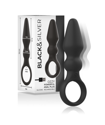 BLACKandSILVER - OZZY POTENTE VIBRADOR PLUG ANAL SILICONA