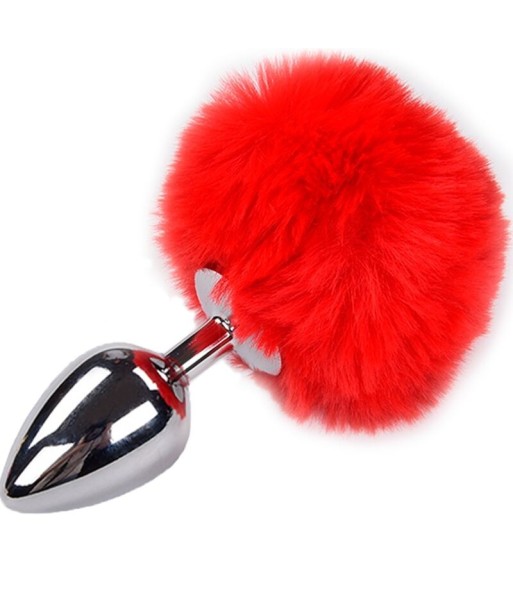 ALIVE - ANAL PLEASURE PLUG LISO METAL POMPON ROJO TALLA L
