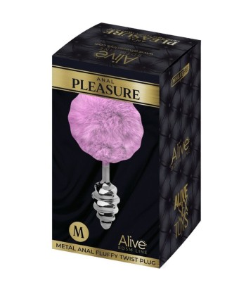 ALIVE - ANAL PLEASURE PLUG ESPIRAL METAL POMPON VIOLETA TALLA M