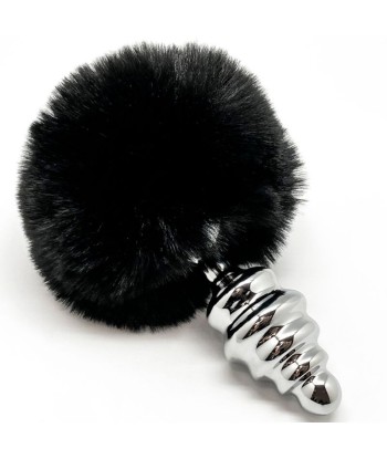 ALIVE - ANAL PLEASURE PLUG ESPIRAL METAL POMPON NEGRO TALLA L