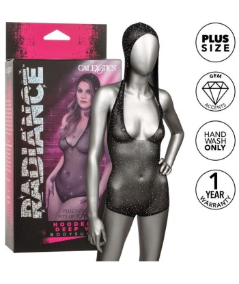 CALEXOTICS - RADIANCE BODY CON CAPUCHA Y ESCOTE EN V PRONUNCIADO TALLA GRANDE