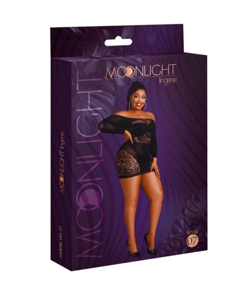 MOONLIGHT - MODELO 7 VESTIDO MANGA LARGA NEGRO TALLA ÚNICA - PLUS SIZE MOONLIGHT - MODELO 7 VESTIDO MANGA LARGA NEGRO TALLA ÚNICA - PLUS SIZE