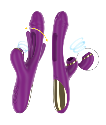 INTENSE - ATENEO VIBRADOR MULTIFUNCIÓN RECARGABLE 7 VIBRACIONES CON LENGUA OSCILANTE Y ONDAS ESTIMULADORAS MORADO