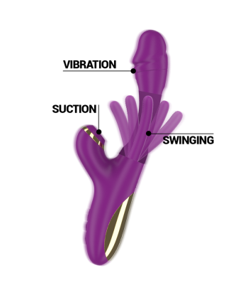 INTENSE - ATENEO VIBRADOR MULTIFUNCIÓN RECARGABLE 7 VIBRACIONES CON LENGUA OSCILANTE Y ONDAS ESTIMULADORAS MORADO