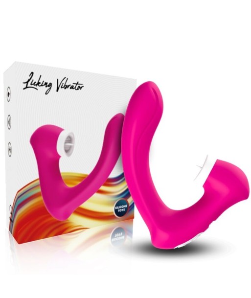 ARMONY - SECRETKISS ESTIMULADOR CON LENGUA CLITORIS and VIBRADOR CURVO FUCSIA