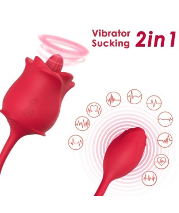 ARMONY - ROSA 2 EN 1 ESTIMULADOR ONDAS ESTIMULADORAS and VIBRADOR 10 MODOS CON COLA ROJO