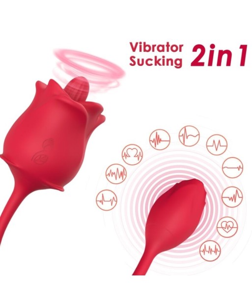 ARMONY - ROSA 2 EN 1 ESTIMULADOR ONDAS ESTIMULADORAS and VIBRADOR 10 MODOS CON COLA ROJO