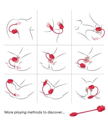 ARMONY - ROSA 2 EN 1 ESTIMULADOR ONDAS ESTIMULADORAS and VIBRADOR 10 MODOS CON COLA ROJO