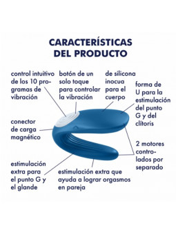 VIBRADOR PARA PAREJAS PARTNER WHALE CON CARGADOR USB SATISFYER