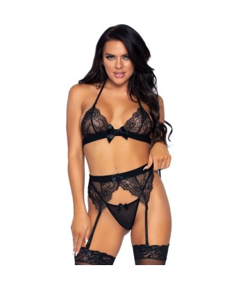 LEG AVENUE - SET DE TRES PIEZAS TOP, LIGUERO Y TANGA L
