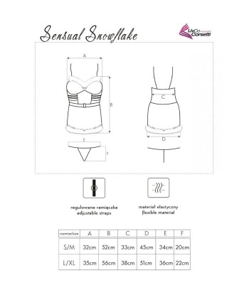 LIVCO CORSETTI FASHION - SENSUAL SNOWFLAKE LC 90603 CAMISA TANGA DIADEMA NAVIDEÑA S-M