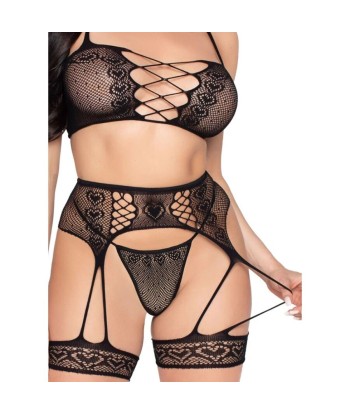 LEG AVENUE - 89359 SET TOP TANGA LIGUERO NEGRO - TALLA ÚNICA