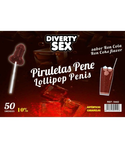 DIABLO GOLOSO - 50 PIRULETAS PENE RON COLA 10 ALCOHOL