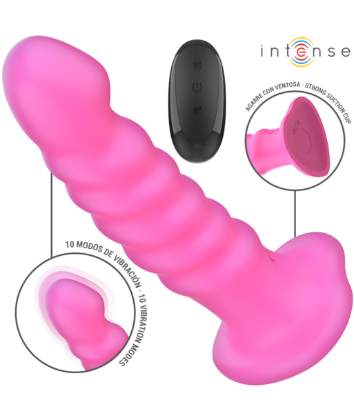 INTENSE - CINDY VIBRADOR TALLA L DISEÑO EN ESPIRAL 10 VIBRACIONES ROSA CONTROL REMOTO