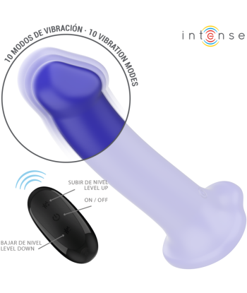 INTENSE - VICTORIA VIBRADOR CON VENTOSA 10 VIBRACIONES AZUL OSCURO CONTROL REMOTO