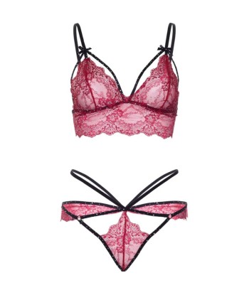 LEG AVENUE - 81623 SET SUJETADOR TANGA BURDEOS TALLA S