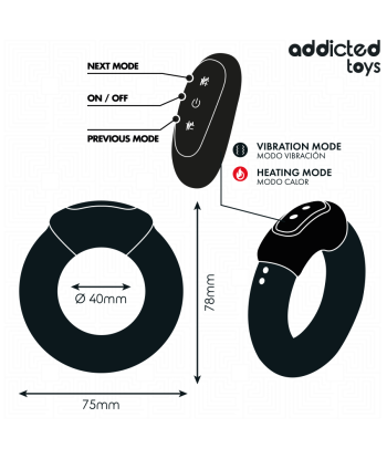 ADDICTED TOYS - ANILLO PENE VIBRADOR EFECTO CALOR CONTROL REMOTO